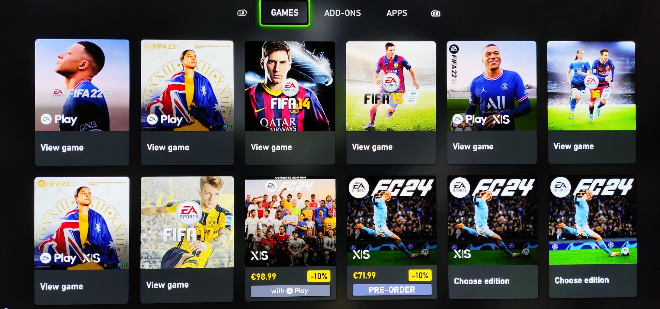 Electronic Arts elimina múltiples títulos de FIFA de la Microsoft Store