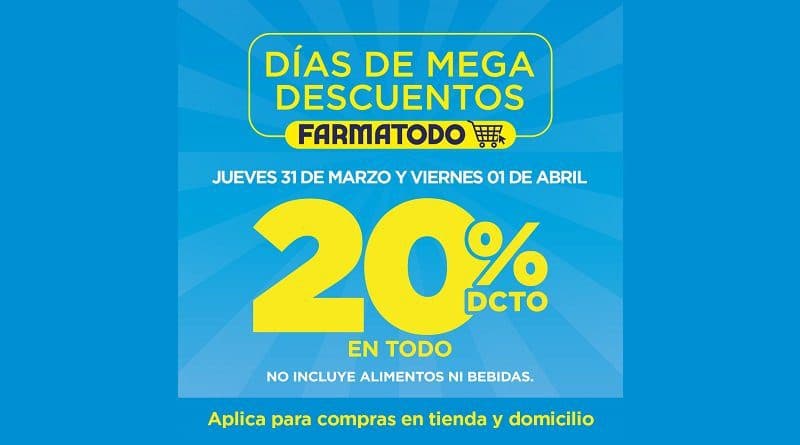 Farmatodo ofrece MEGA DESCUENTO en todo sus productos entre 31 de Marzo y 1 de Abril