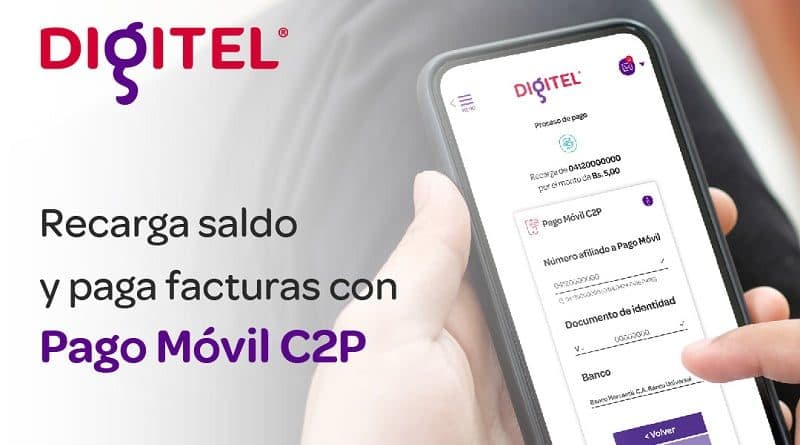 Clientes de Digitel pueden recargar saldo con el nuevo pago móvil «comercio a persona»