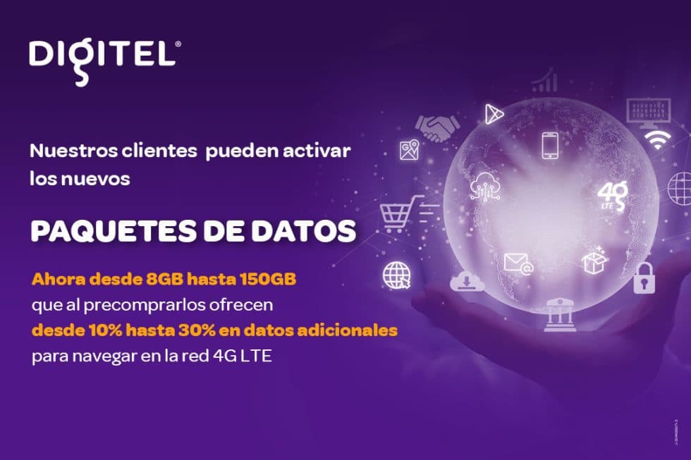 Digitel ofrece hasta 30% más de contenido en sus Paquetes de Datos y agrega paquete de 8 GB