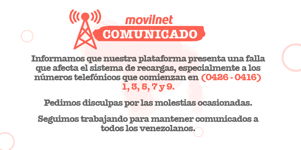 Plataforma de recargas de Movilnet presenta fallas