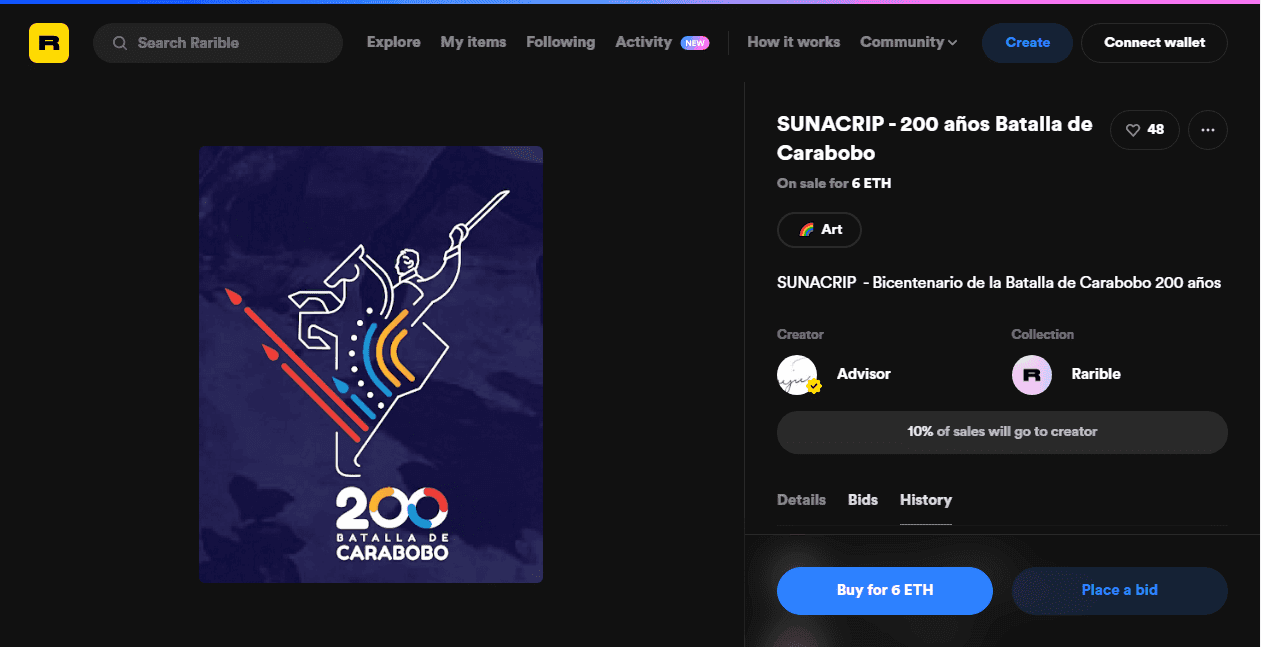 SUNACRIP crea su primer NFT y ya está en venta a través Rarible