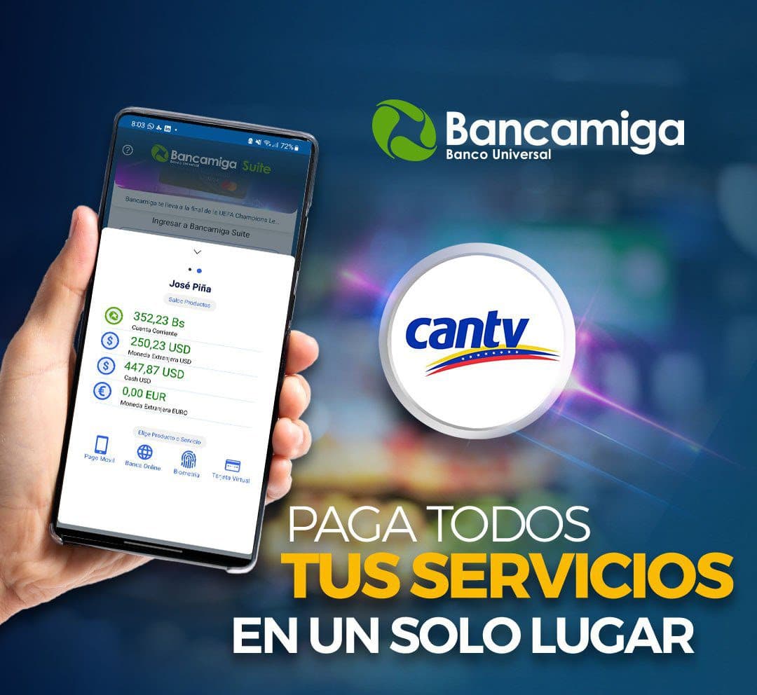 Paga tu factura Cantv desde Bancamiga en línea