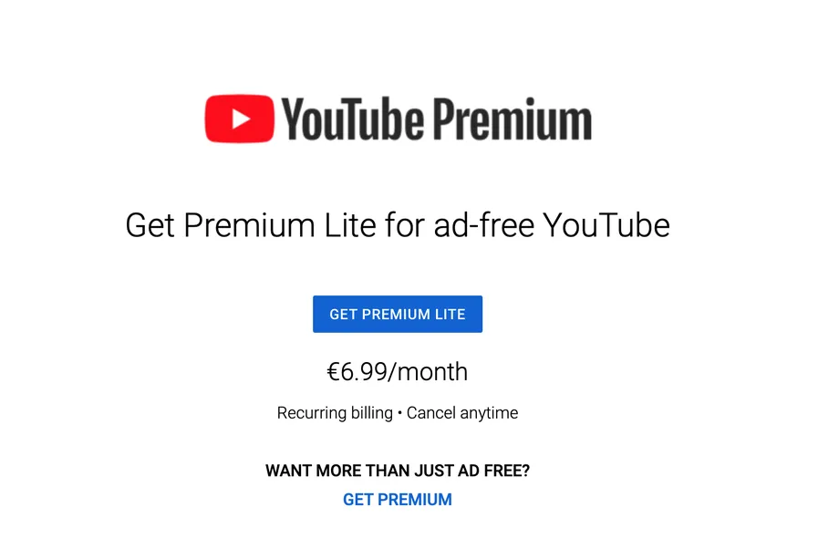 YouTube Premium Lite: una opción a menor costo