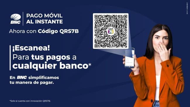 BNC incorpora Pago Movil con código QR