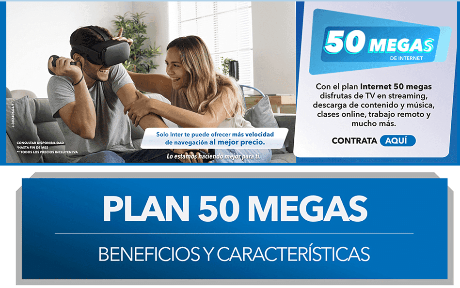 Inter: Plan de 50 megas disponible para su activación