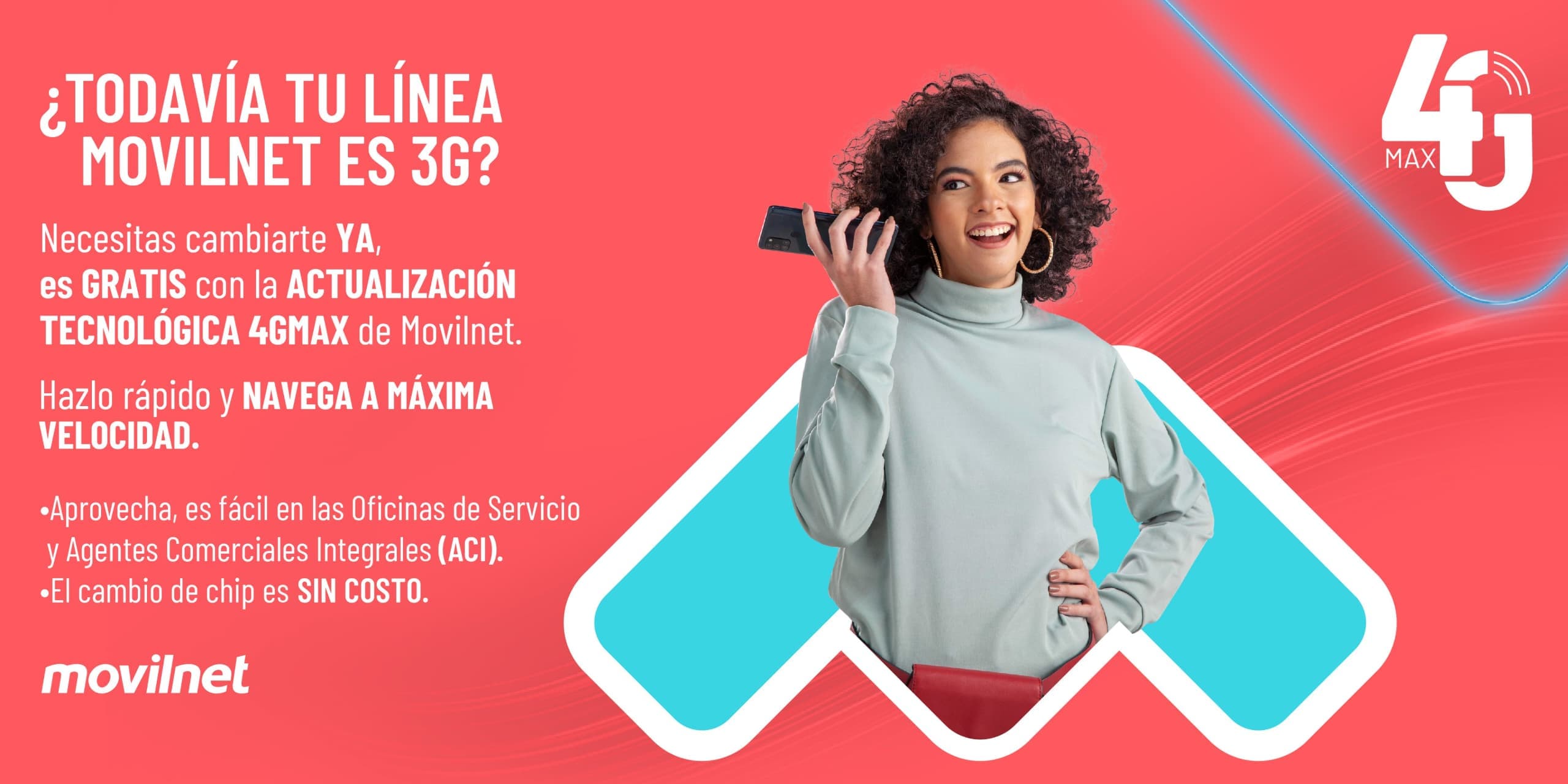 Movilnet extiende la actualización gratuita de chips 3G a 4GMAX hasta el 31 de marzo
