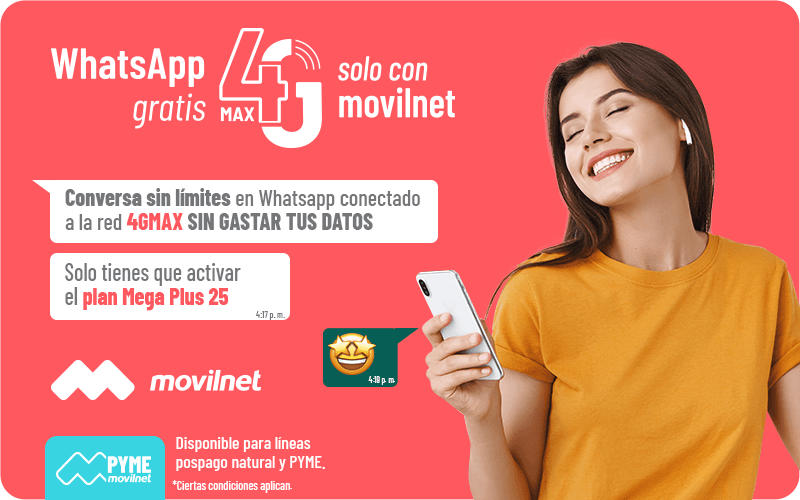 Movilnet también ofrece WhatsApp gratis para clientes pospago y jurídico